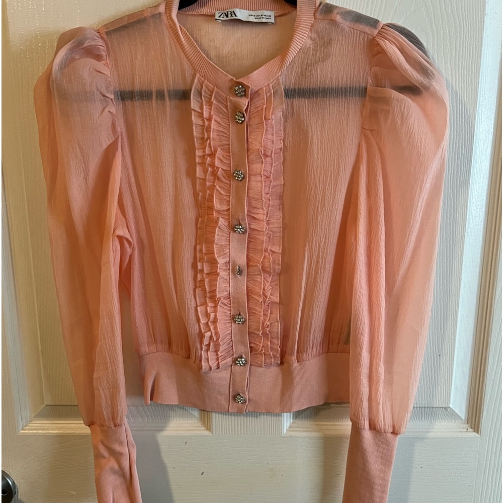 Zara top with rhinestones buttons.